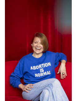 Blue sweatshirt - glitter "abortion is normal"